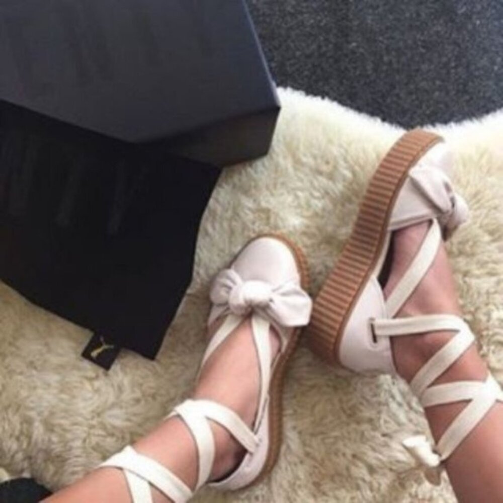 PUMA Fenty by Rihanna Bow Creeper Sandals Leather Cream/Blush pink size 8.5